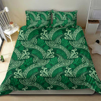 Forest Green Monstera Bedding Set Polynesian Tribal Pattern - Polynesian Pride