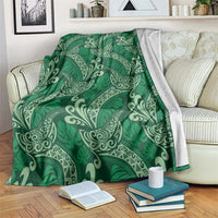Forest Green Monstera Blanket Polynesian Tribal Pattern - Polynesian Pride