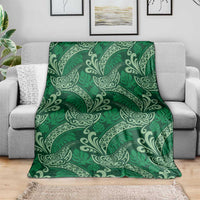Forest Green Monstera Blanket Polynesian Tribal Pattern - Polynesian Pride