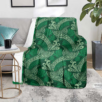Forest Green Monstera Blanket Polynesian Tribal Pattern - Polynesian Pride