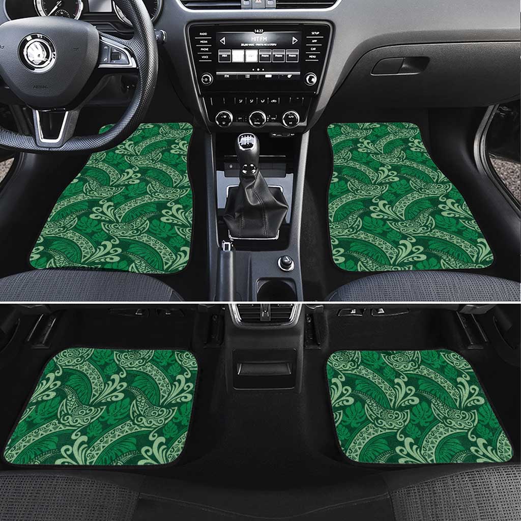 Forest Green Monstera Car Mats Polynesian Tribal Pattern - Polynesian Pride