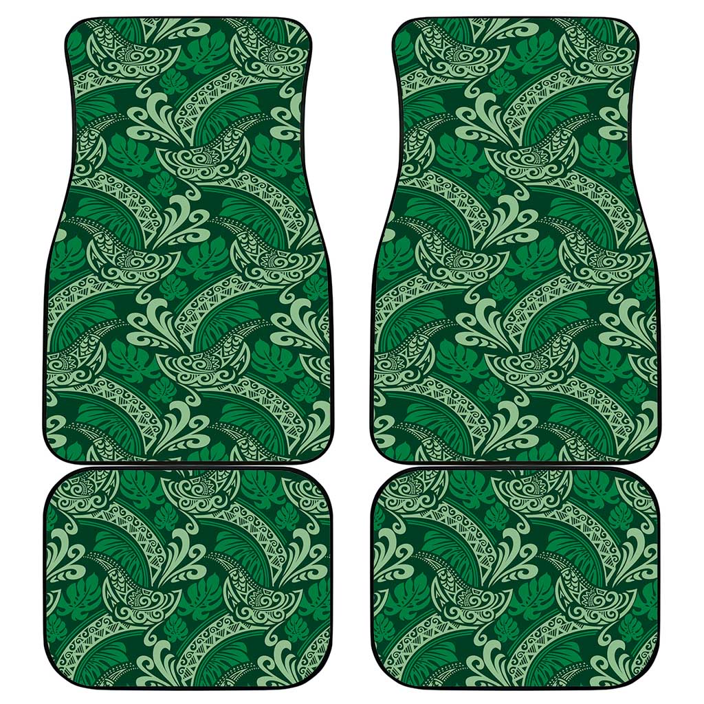 Forest Green Monstera Car Mats Polynesian Tribal Pattern - Polynesian Pride