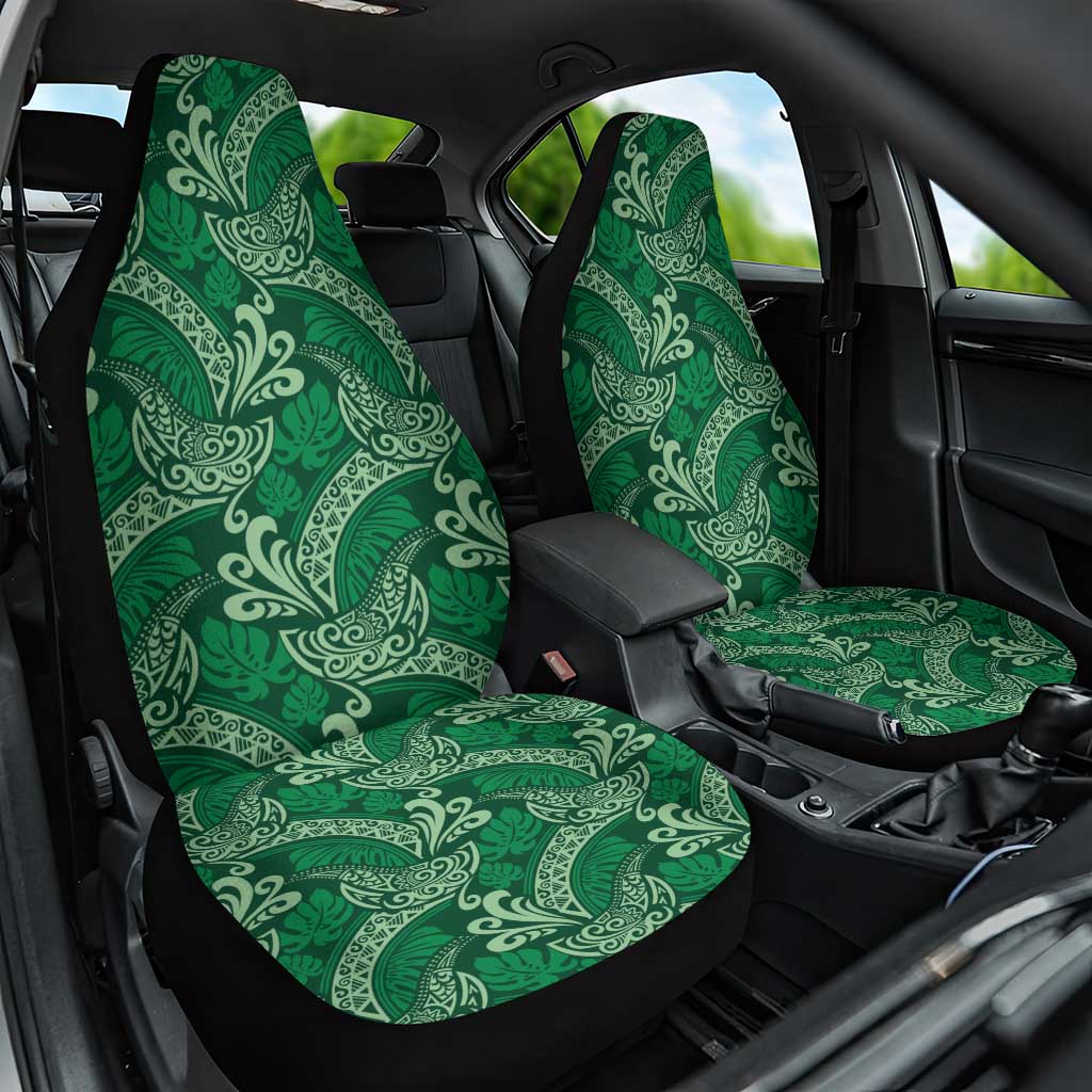 Forest Green Monstera Car Seat Cover Polynesian Tribal Pattern - Polynesian Pride