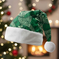 Forest Green Monstera Christmas Santa Hat Polynesian Tribal Pattern - Polynesian Pride