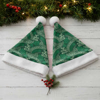 Forest Green Monstera Christmas Santa Hat Polynesian Tribal Pattern - Polynesian Pride