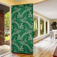 Forest Green Monstera Door Cover Polynesian Tribal Pattern - Polynesian Pride