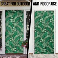 Forest Green Monstera Door Cover Polynesian Tribal Pattern - Polynesian Pride