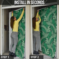 Forest Green Monstera Door Cover Polynesian Tribal Pattern - Polynesian Pride