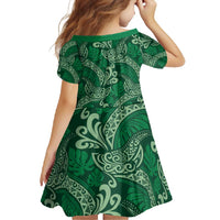 Forest Green Monstera Family Matching Mermaid Dress and Hawaiian Shirt Polynesian Tribal Pattern - Polynesian Pride