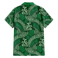 Forest Green Monstera Family Matching Puletasi and Hawaiian Shirt Polynesian Tribal Pattern - Polynesian Pride