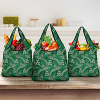 Forest Green Monstera Grocery Bag Polynesian Tribal Pattern - Polynesian Pride