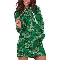 Forest Green Monstera Hoodie Dress Polynesian Tribal Pattern - Polynesian Pride