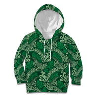 Forest Green Monstera Kid Hoodie Polynesian Tribal Pattern - Polynesian Pride