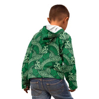 Forest Green Monstera Kid Hoodie Polynesian Tribal Pattern - Polynesian Pride
