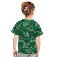 Forest Green Monstera Kid T Shirt Polynesian Tribal Pattern - Polynesian Pride