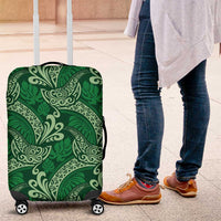 Forest Green Monstera Luggage Cover Polynesian Tribal Pattern - Polynesian Pride