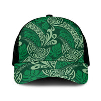 Forest Green Monstera Mesh Trucker Cap Polynesian Tribal Pattern - Polynesian Pride
