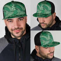 Forest Green Monstera Mesh Trucker Cap Polynesian Tribal Pattern - Polynesian Pride
