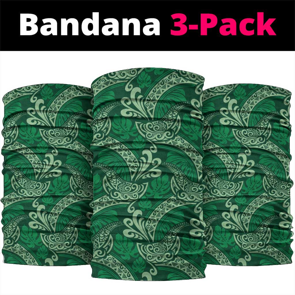Forest Green Monstera Neck Gaiter Polynesian Tribal Pattern - Polynesian Pride