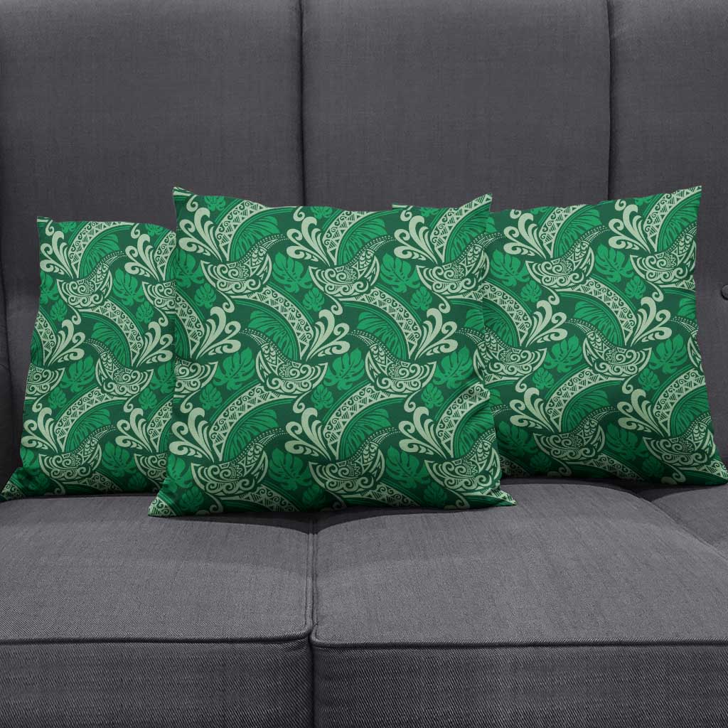 Forest Green Monstera Pillow Cover Polynesian Tribal Pattern - Polynesian Pride
