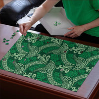 Forest Green Monstera Puzzle Polynesian Tribal Pattern - Polynesian Pride