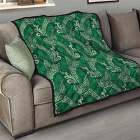 Forest Green Monstera Quilt Polynesian Tribal Pattern - Polynesian Pride