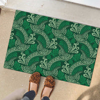 Forest Green Monstera Rubber Doormat Polynesian Tribal Pattern - Polynesian Pride