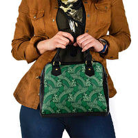 Forest Green Monstera Shoulder Handbag Polynesian Tribal Pattern - Polynesian Pride