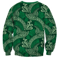 Forest Green Monstera Sweatshirt Polynesian Tribal Pattern - Polynesian Pride