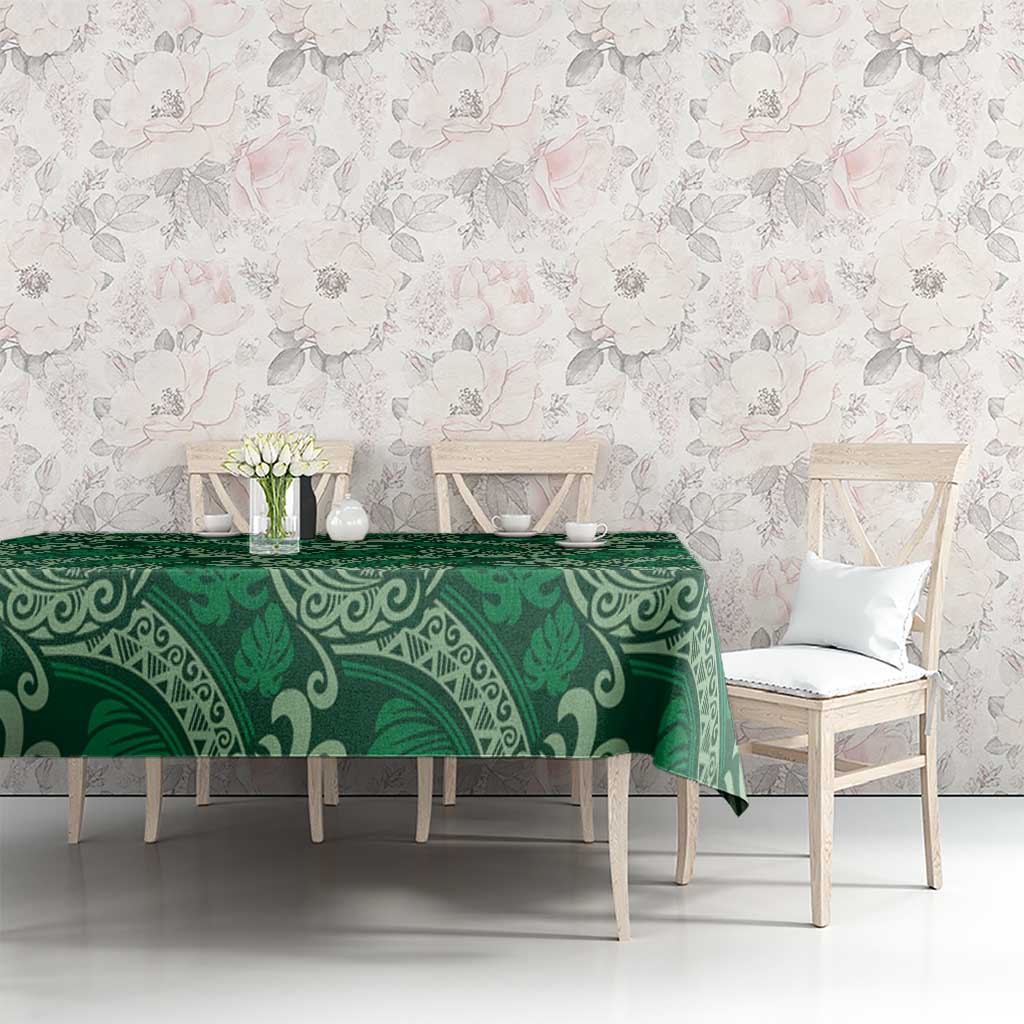 Forest Green Monstera Tablecloth Polynesian Tribal Pattern - Polynesian Pride