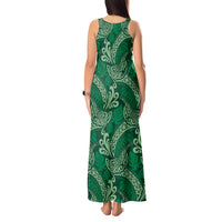 Forest Green Monstera Tank Maxi Dress Polynesian Tribal Pattern - Polynesian Pride