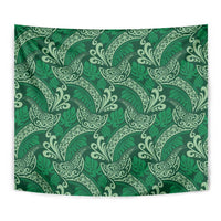 Forest Green Monstera Tapestry Polynesian Tribal Pattern - Polynesian Pride