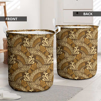 Brown Gold Monstera Laundry Basket Polynesian Tribal Pattern - Polynesian Pride
