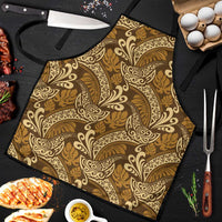 Brown Gold Monstera Apron Polynesian Tribal Pattern - Polynesian Pride