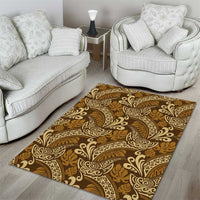 Brown Gold Monstera Area Rug Polynesian Tribal Pattern - Polynesian Pride