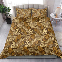 Brown Gold Monstera Bedding Set Polynesian Tribal Pattern - Polynesian Pride