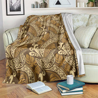 Brown Gold Monstera Blanket Polynesian Tribal Pattern - Polynesian Pride