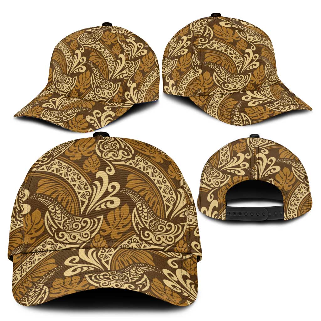 Brown Gold Monstera Classic Cap Polynesian Tribal Pattern - Polynesian Pride
