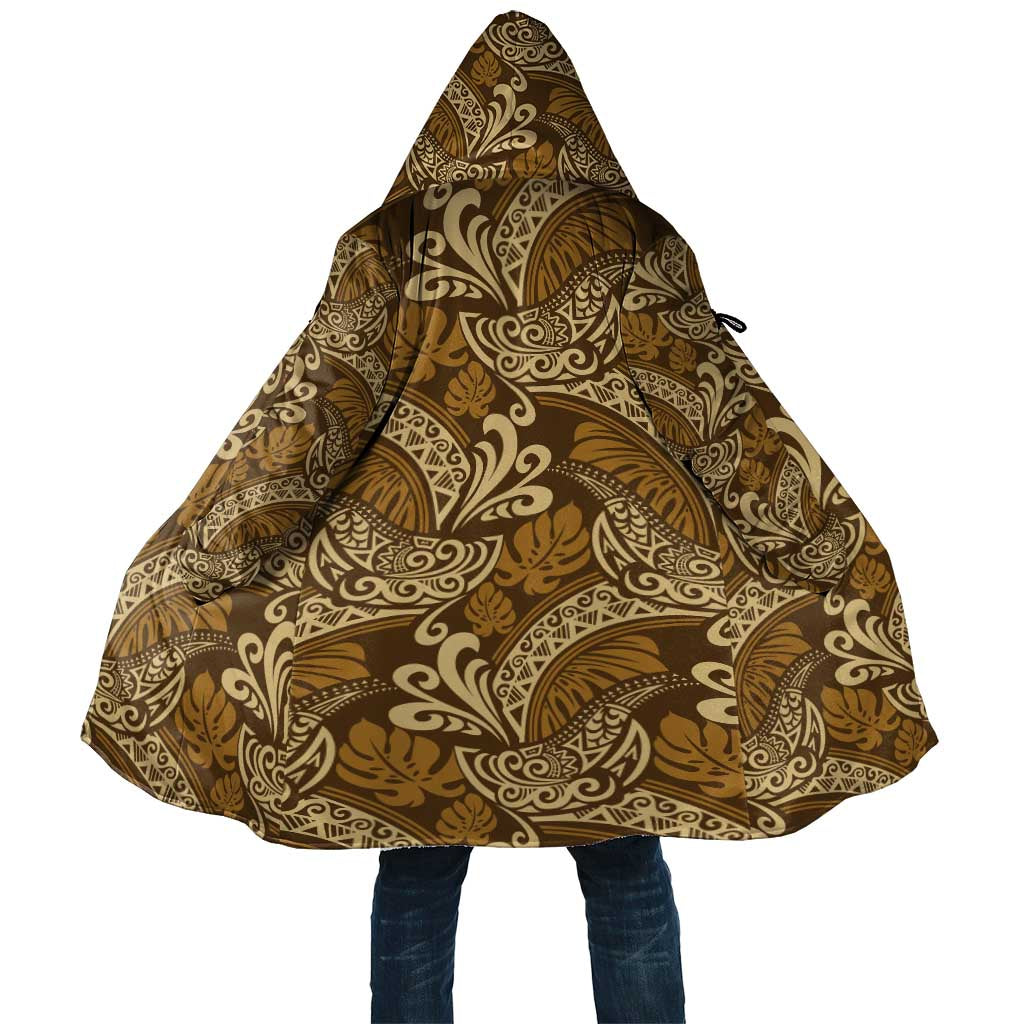 Brown Gold Monstera Cloak Polynesian Tribal Pattern - Polynesian Pride