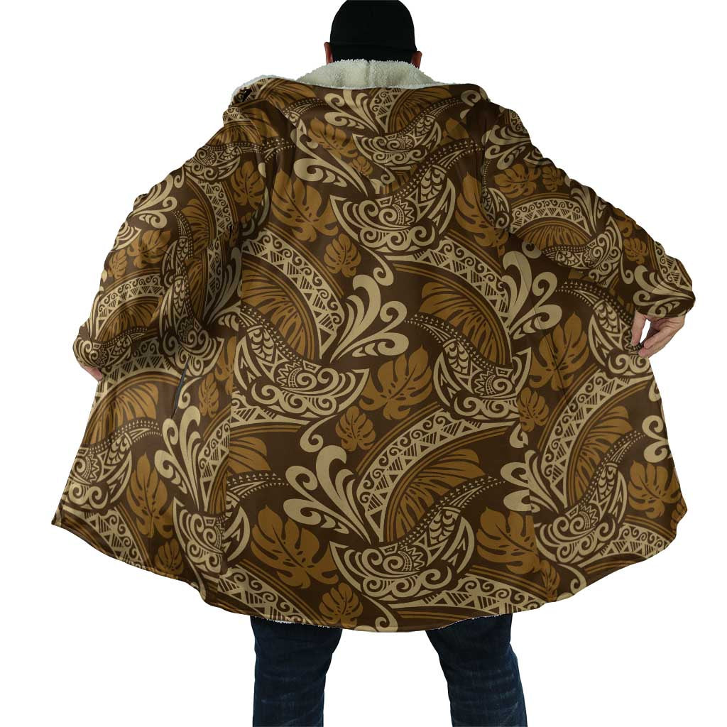 Brown Gold Monstera Cloak Polynesian Tribal Pattern - Polynesian Pride