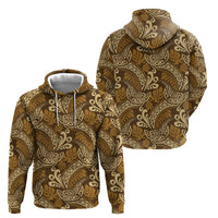 Brown Gold Monstera Hoodie Polynesian Tribal Pattern - Polynesian Pride