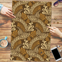 Brown Gold Monstera Puzzle Polynesian Tribal Pattern - Polynesian Pride