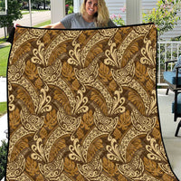 Brown Gold Monstera Quilt Polynesian Tribal Pattern - Polynesian Pride