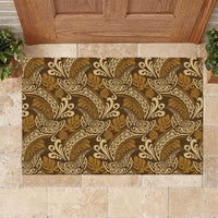 Brown Gold Monstera Rubber Doormat Polynesian Tribal Pattern - Polynesian Pride