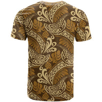 Brown Gold Monstera T Shirt Polynesian Tribal Pattern - Polynesian Pride