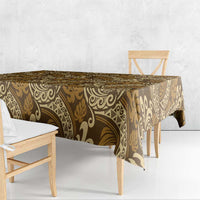 Brown Gold Monstera Tablecloth Polynesian Tribal Pattern - Polynesian Pride
