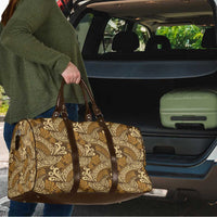 Brown Gold Monstera Travel Bag Polynesian Tribal Pattern - Polynesian Pride