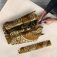 Brown Gold Monstera Umbrella Polynesian Tribal Pattern - Polynesian Pride