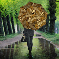 Brown Gold Monstera Umbrella Polynesian Tribal Pattern - Polynesian Pride