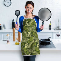 Olive Green Monstera Apron Polynesian Tribal Pattern - Polynesian Pride